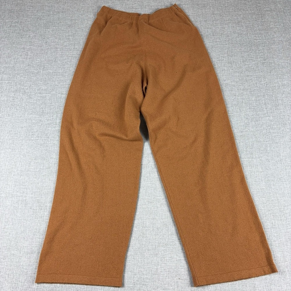 Lyle & Scott Pants Womens M Brown Cashmere Knit Wide Leg Relaxed Side Zip